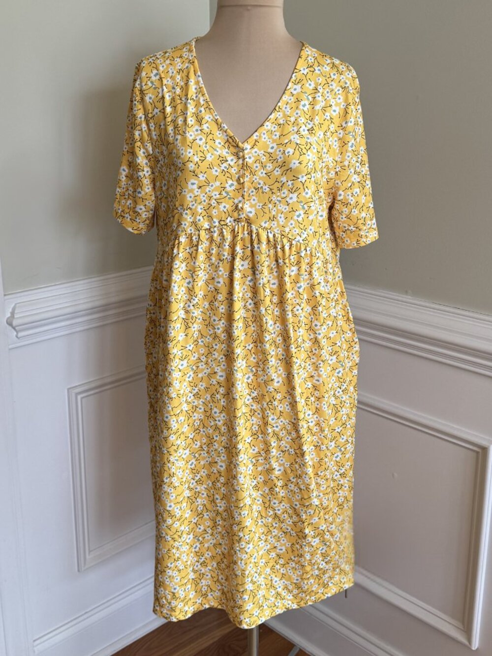 UDFORSK Yellow Ditsy Floral Pajama Dress